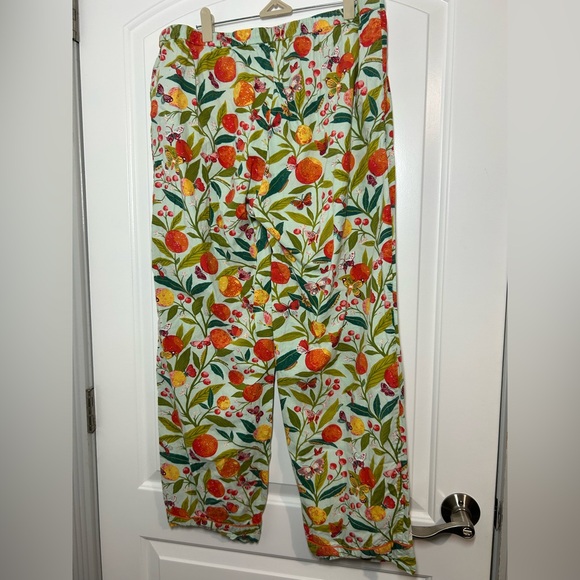 Printfresh Butterfly Grove Orange Fruit Print Pajama Pants Size L cozy lounge - Picture 3 of 11